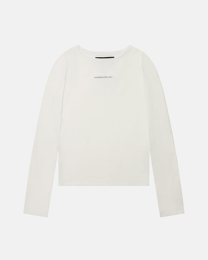 ESSENTIAL LONGSLEEVE TEE WHITE - white women's longsleeve tee, front view - Cold Culture