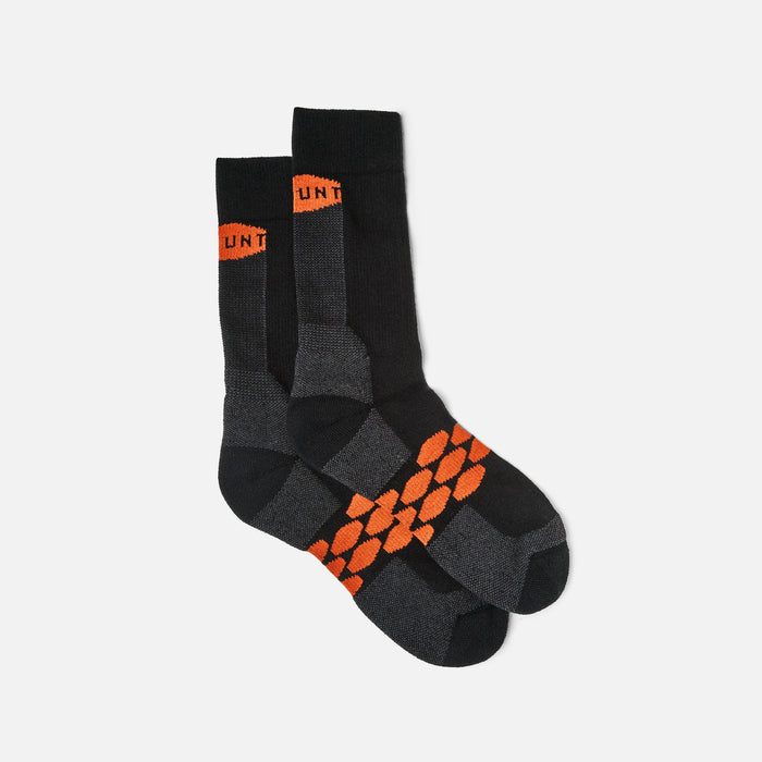 View 1 side of high quality, durable performance socks with BRUNT logo in black * 1