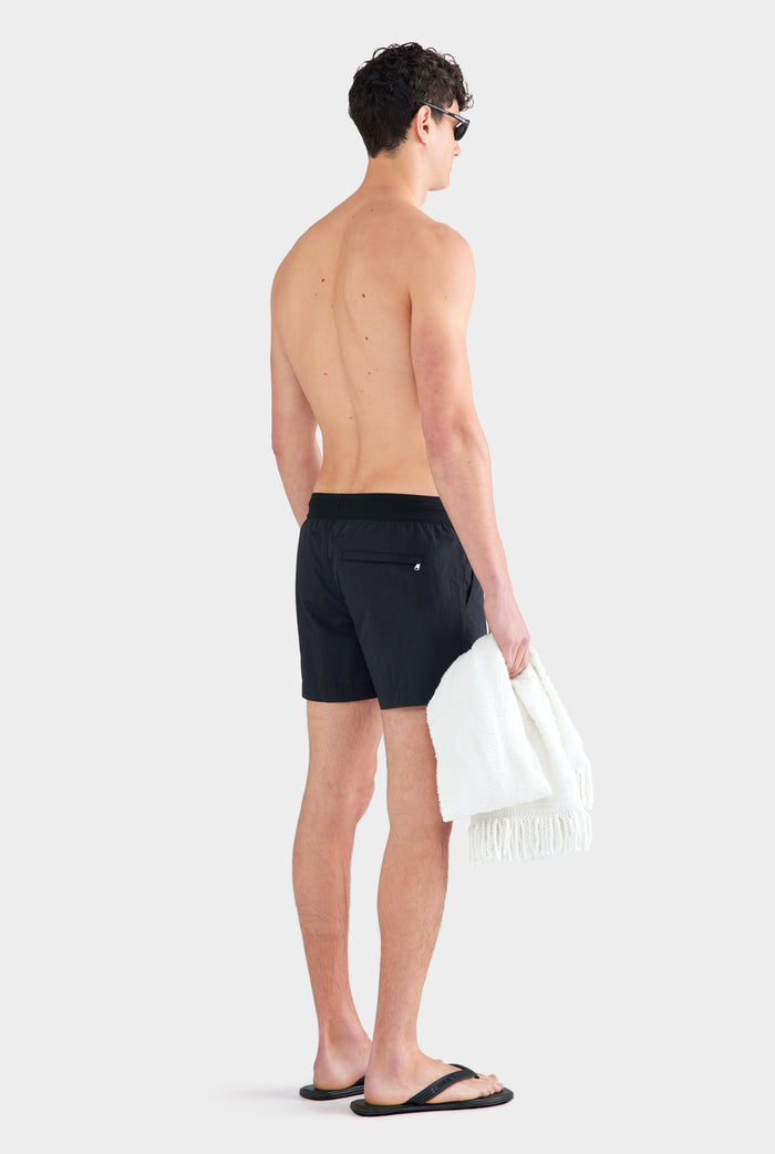 Exposed Elastic Swim Short - Black