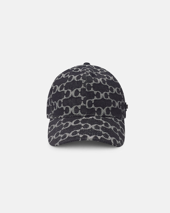 FEVER CAP BLACK - black monogram cap, front view - Cold Culture