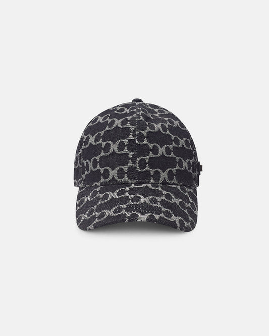 FEVER CAP BLACK - black monogram cap, front view - Cold Culture
