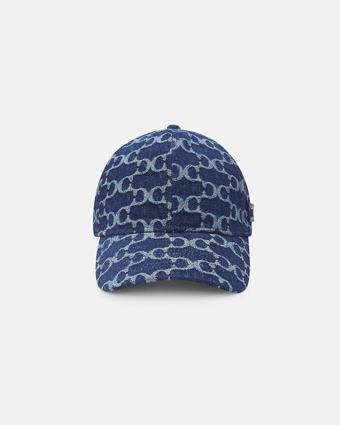 FEVER CAP BLUE - blue monogram cap, front view - Cold Culture