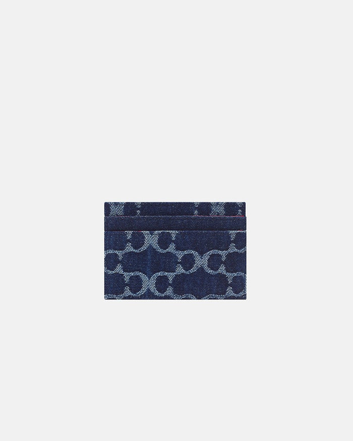 FEVER CARD HOLDER BLUE - blue monogram card holder, back view - Cold Culture
