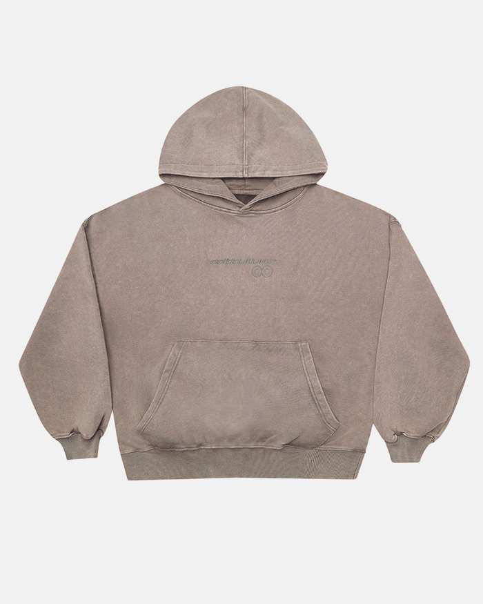 FROM COLD TO THE STARS HOODIE GREY - washed grey hoodie, front view - Cold Culture