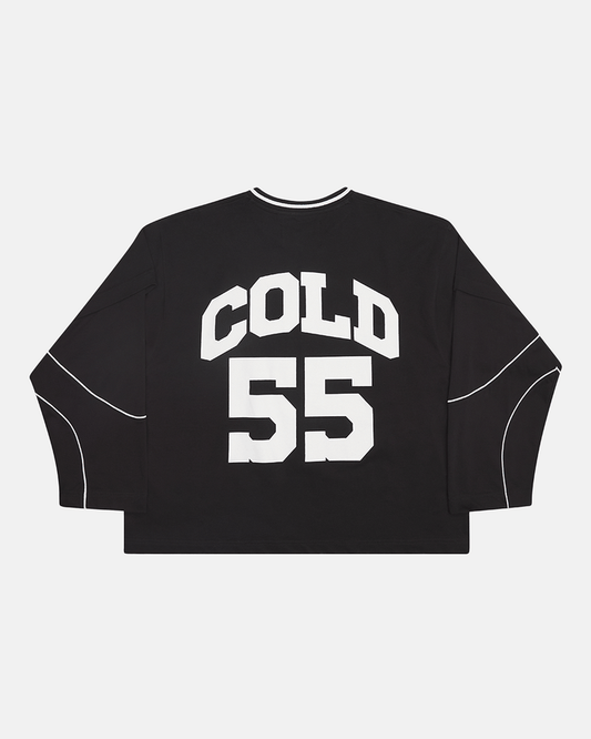 GAME ON LONGSLEEVE BLACK - black graphic print longsleeve tee, back view - Cold Culture