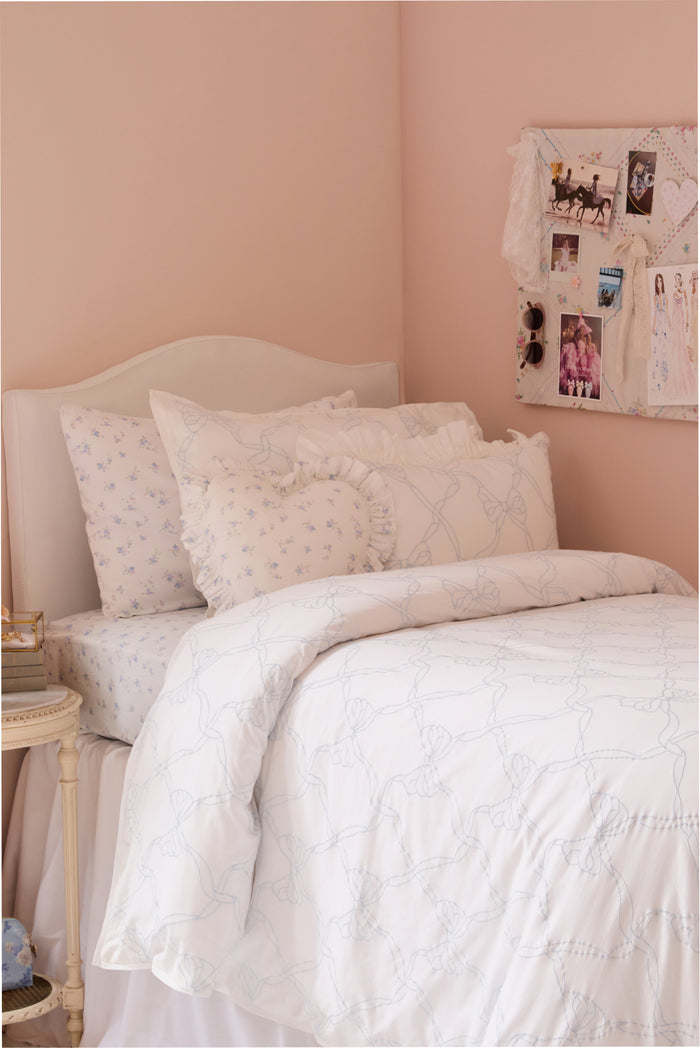 Garden Bow Embroidered Bow Duvet Cover + Sham Set