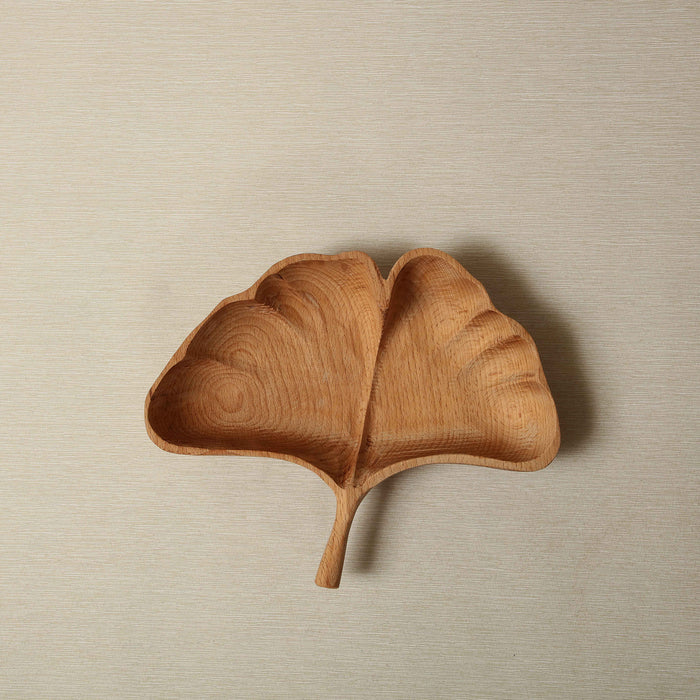 Ginkgo carved leaf bowl in beechwood