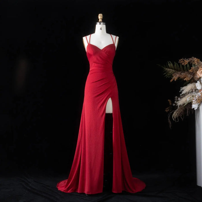 Glamorous Red Fitted Prom Dress with Ruched Bodice SH193 Sheer Fairy