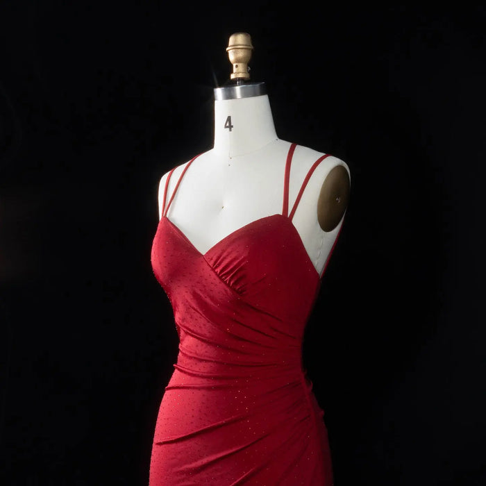 Glamorous Red Fitted Prom Dress with Ruched Bodice SH193 Sheer Fairy