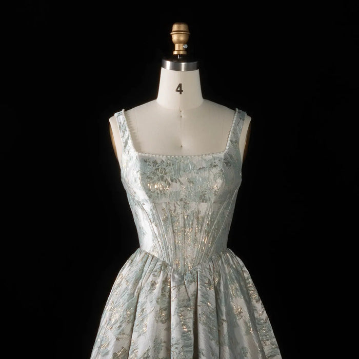 Glamorous Sage Green Corset Prom Dress with Structured Bodice SH182 Sheer Fairy