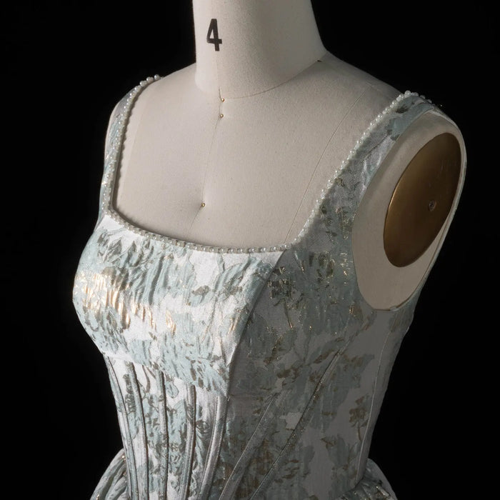 Glamorous Sage Green Corset Prom Dress with Structured Bodice SH182 Sheer Fairy