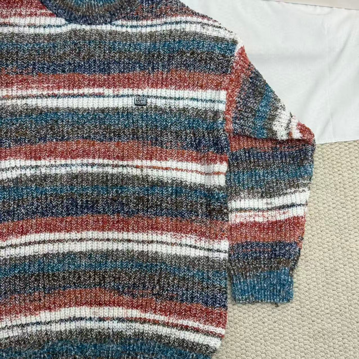 Gradient-Striped Crew-Neck Knit Sweater