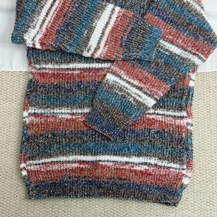 Gradient-Striped Crew-Neck Knit Sweater