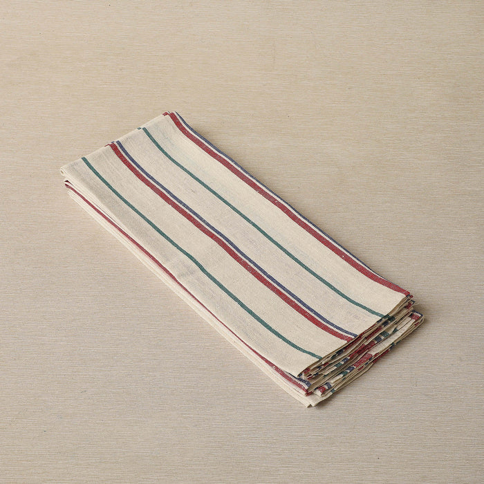 Green, red, and blue stripe linen dish or tea towels c. 1950