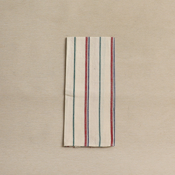 Green, red, and blue stripe linen dish or tea towels c. 1950