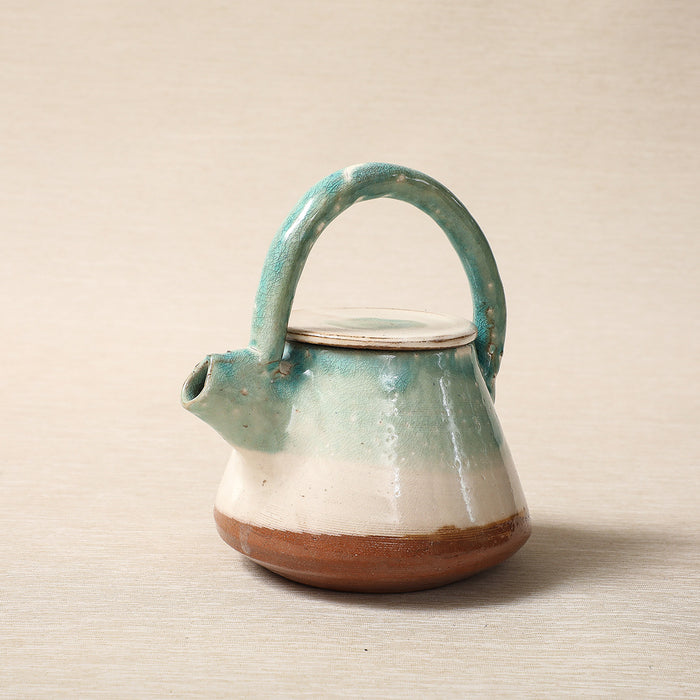Green striped tea pot