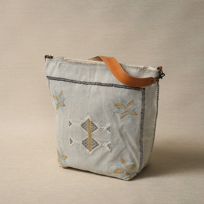 Grey-blue Cactus Silk Moroccan Tote