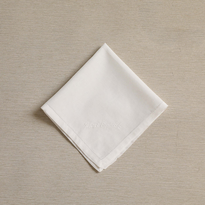Hand Embroidered Merci Beaucoup White Handkerchief