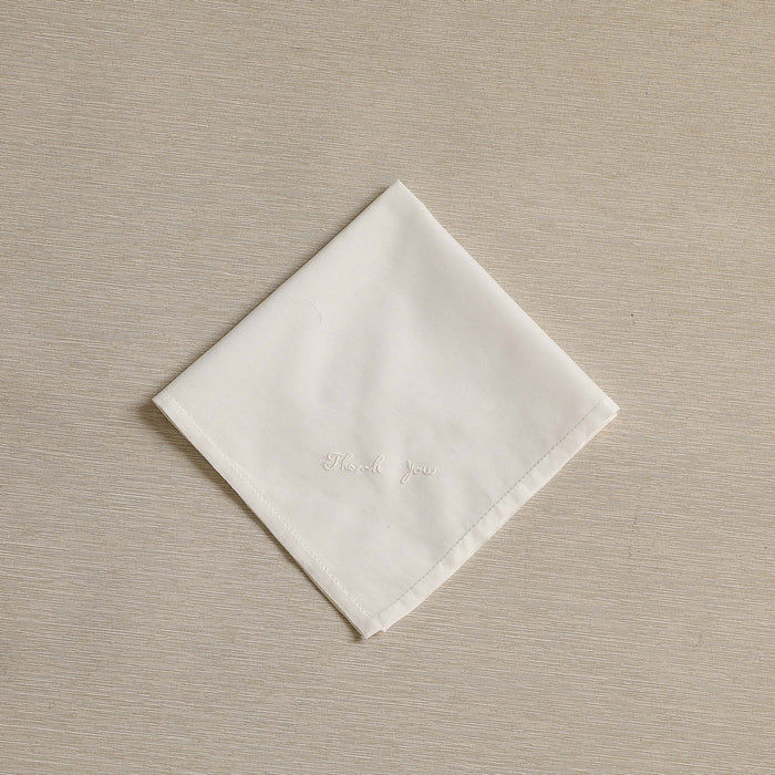 Hand Embroidered Thank You White Handkerchief
