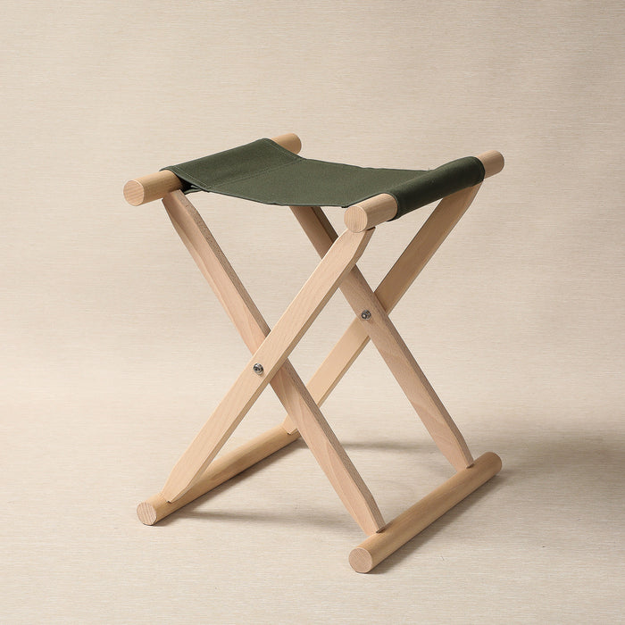 Handmade beech & canvas folding stool