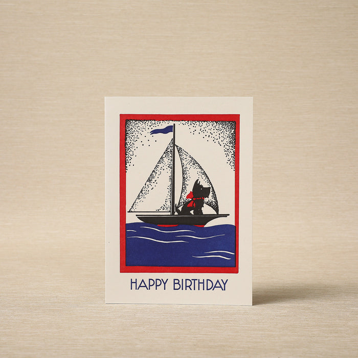 Happy Birthday Sailing Dog Card