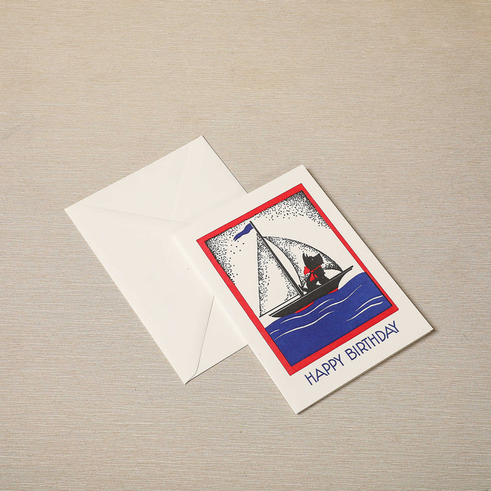 Happy Birthday Sailing Dog Card