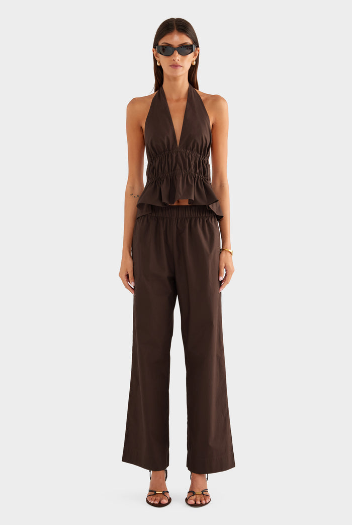 Heavy Cotton Poplin Pant - Dark Chocolate - XS