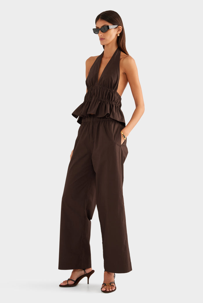 Heavy Cotton Poplin Pant - Dark Chocolate - XS