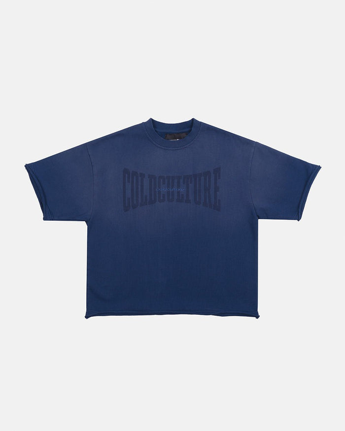 HIDE & SEEK TEE NAVY - navy oversized tee, front view - Cold Culture
