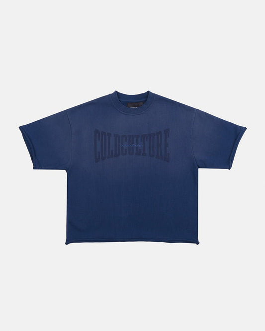 HIDE & SEEK TEE NAVY - navy oversized tee, front view - Cold Culture