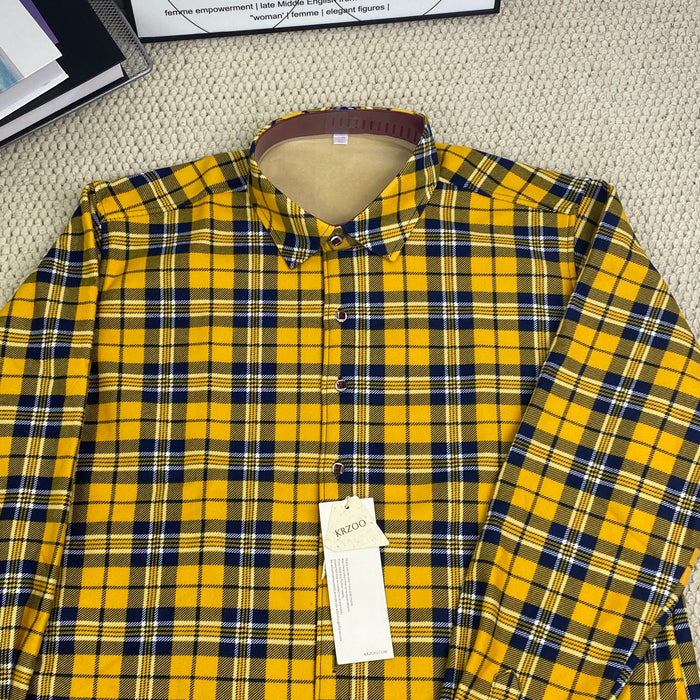 High street check casual loose-fitting shirt