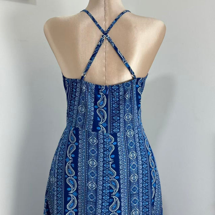 High-Waisted Printed Beach Dress
