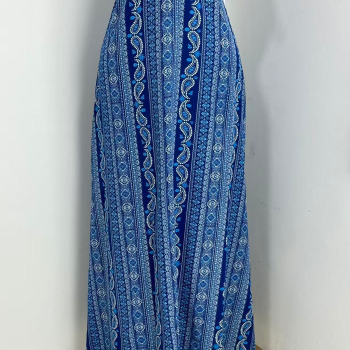 High-Waisted Printed Beach Dress