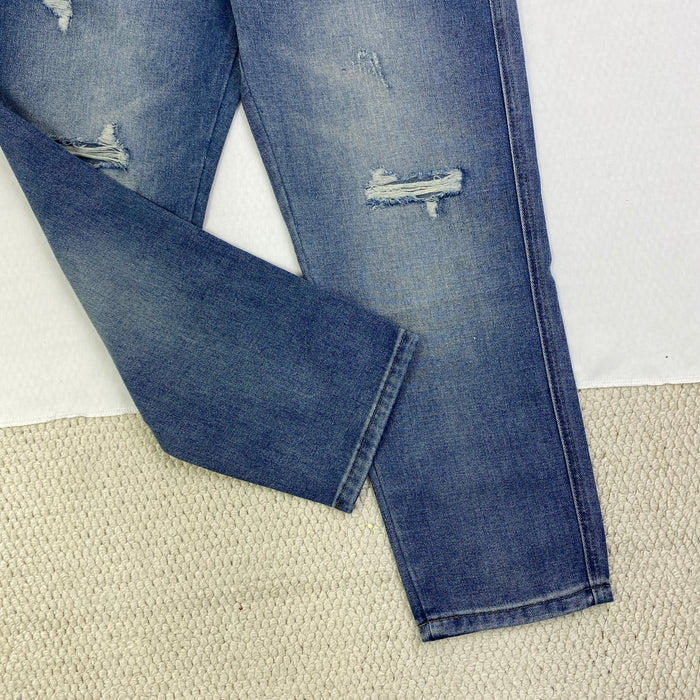 Hole-less loose straight-leg jeans