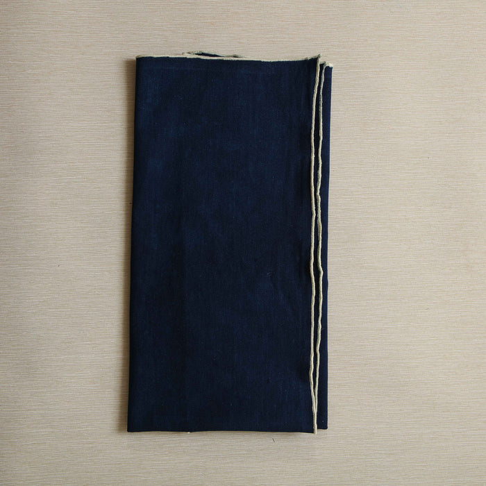 Indigo Tea Towel with ecru bourdon stitch