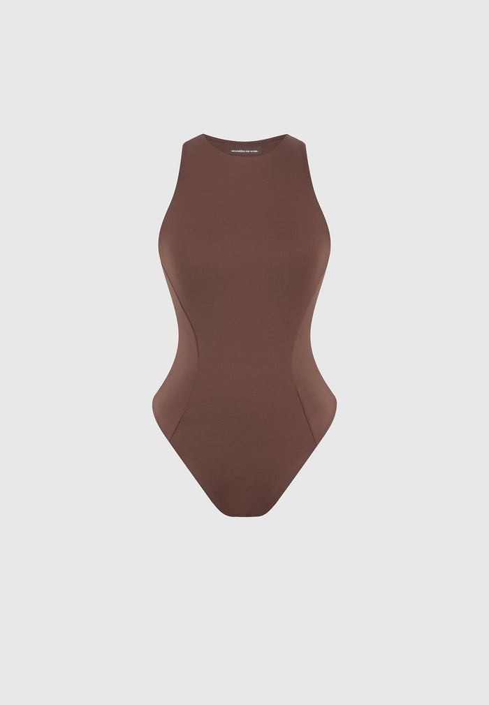 eternelle-double-layer-racer-neck-bodysuit-brown