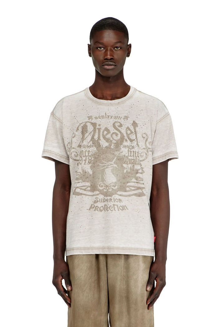 Jersey T-shirt with burnout wash and studs