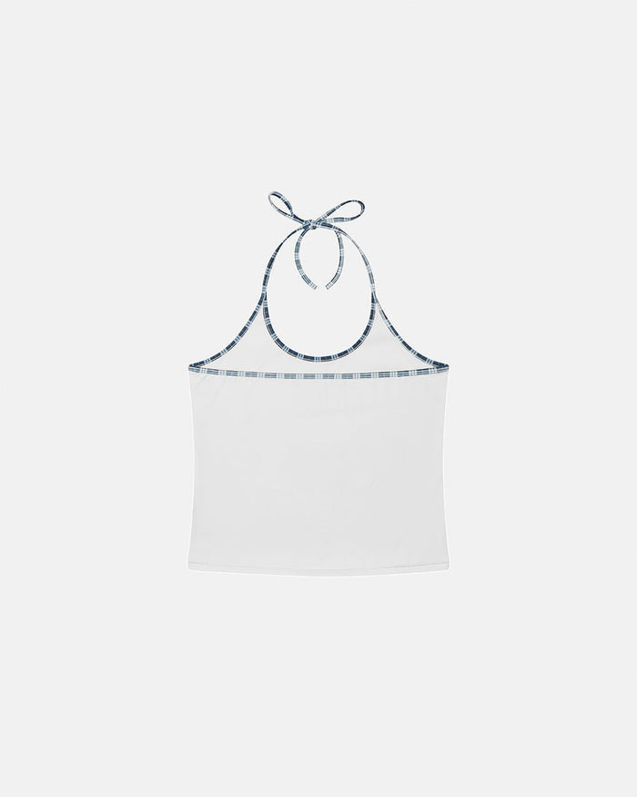 KANGAROO TANK TOP GREY - light grey halter tank top, back view - Cold Culture