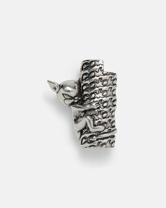 KEVIL LIGHTER CASE - silver engraved lighter case, front view - Cold Culture