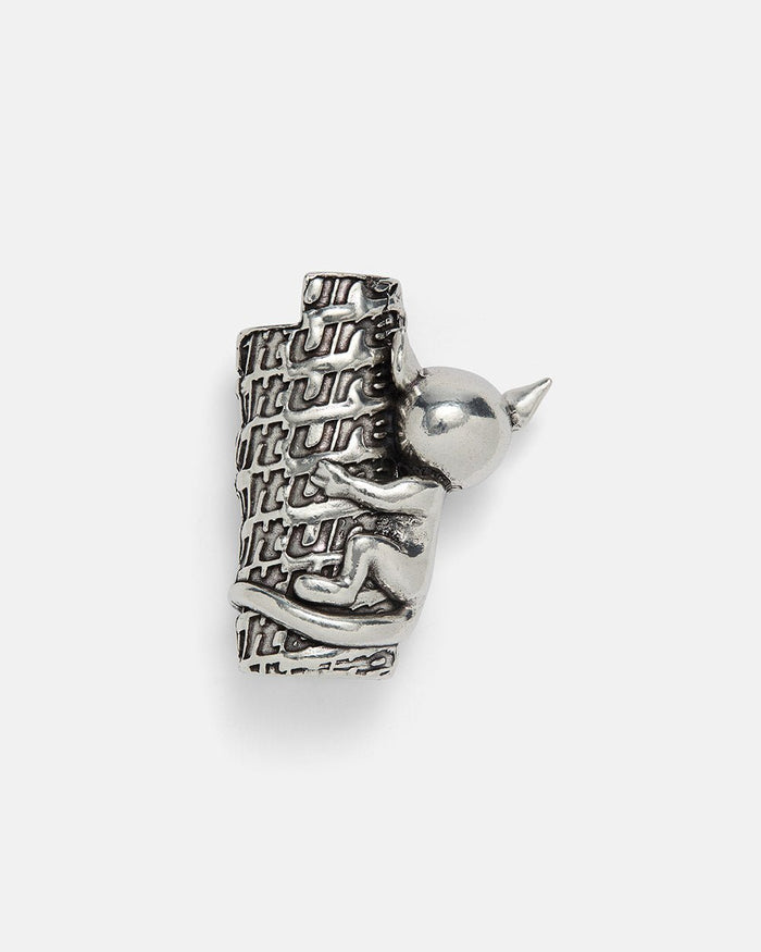KEVIL LIGHTER CASE - silver engraved lighter case, back view - Cold Culture
