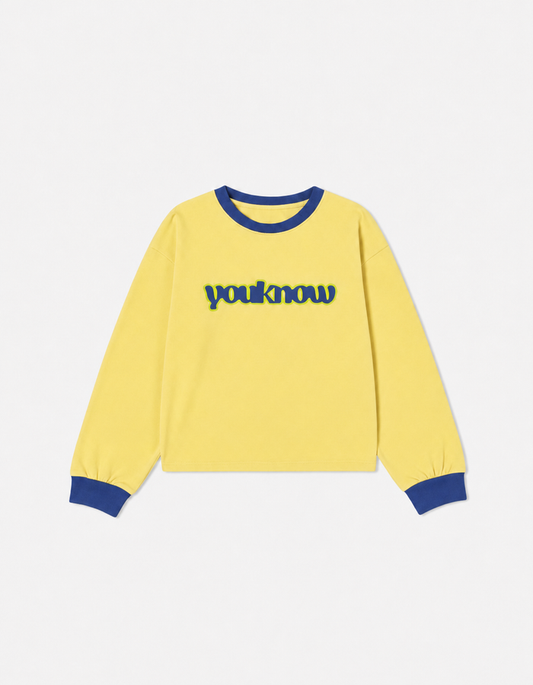 Kids Contrast Long Sleeve Tee | Lemon