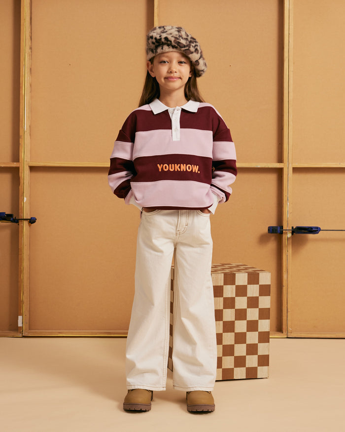 Kids Rugby Longsleeve | Pink Stripe