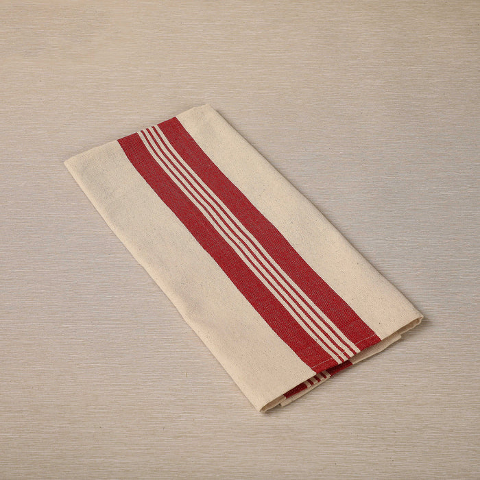 Kitchen towel with wide red stripes