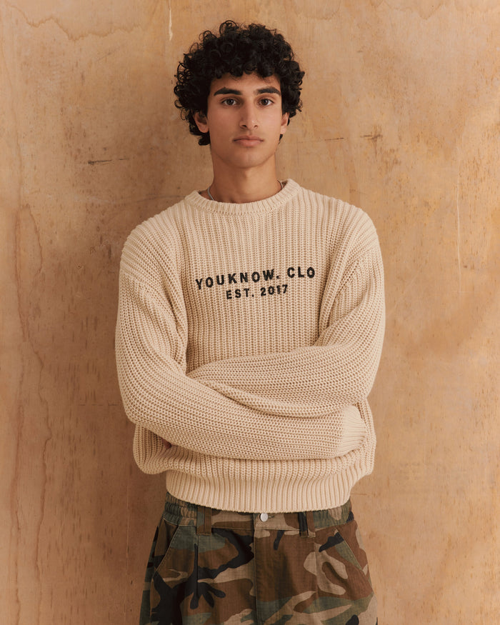 Knit Chunky Crew Sweater | Wheat
