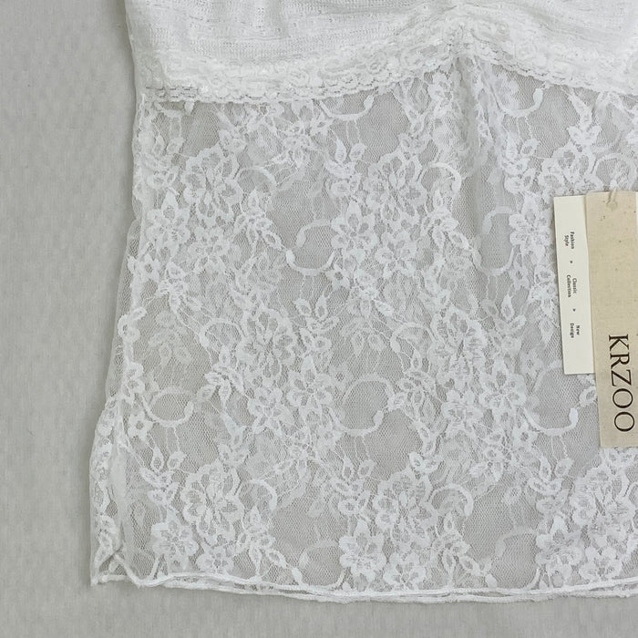 Lace strapless lace-up top with ruffled neckline