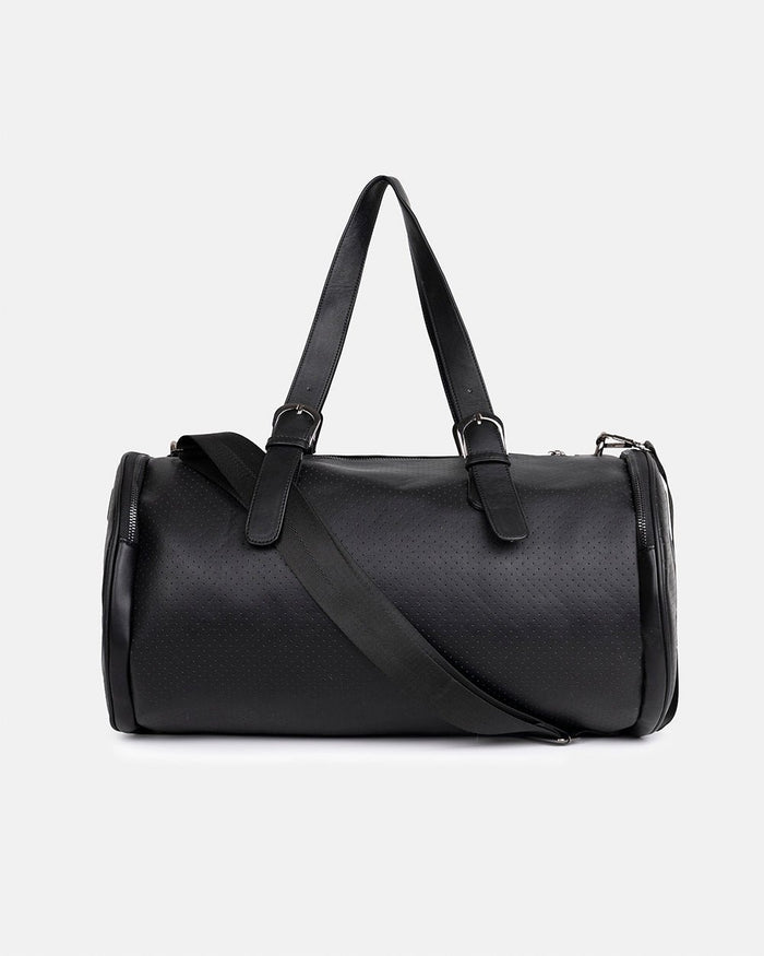LARGE BRAVE BAG BLACK - black duffle bag, side view - Cold Culture