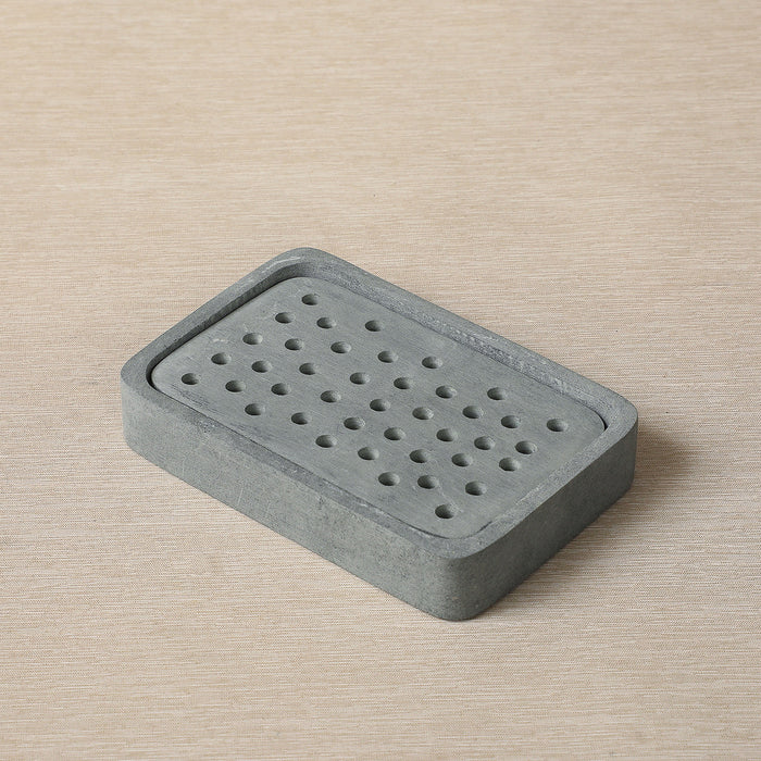 Large rectangular grey soapstone soapdish