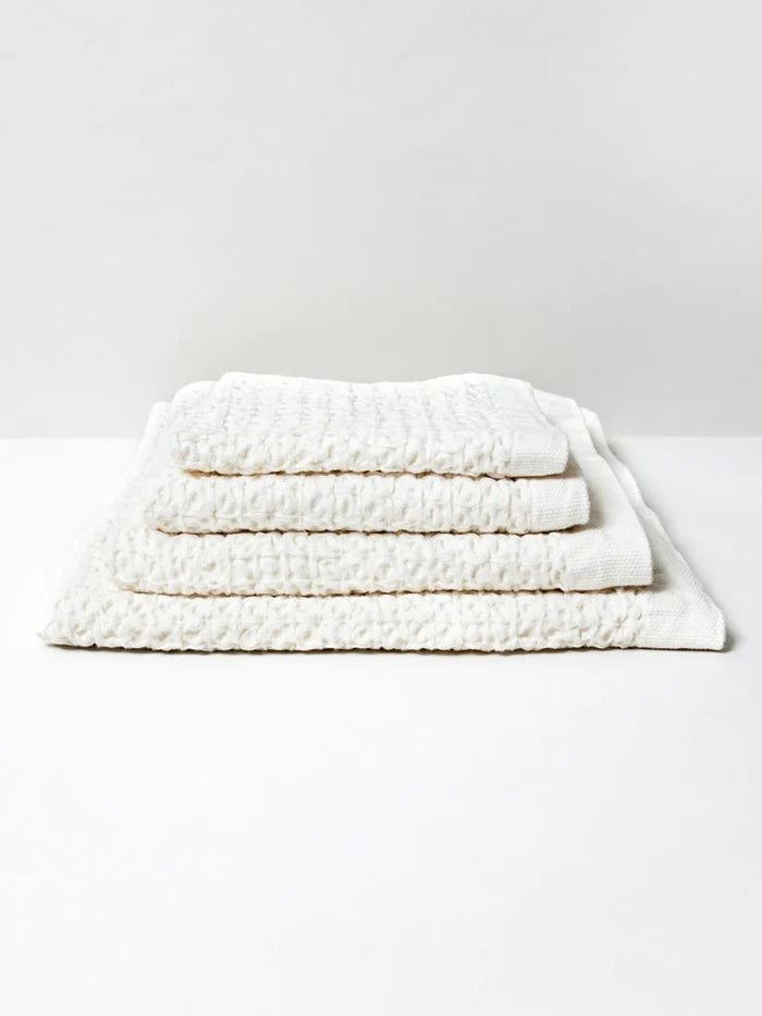 Lattice Linen Towel in IVORY