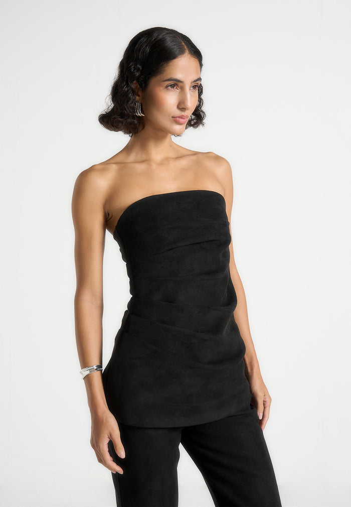 laurena-suede-tacked-longline-bandeau-top-black
