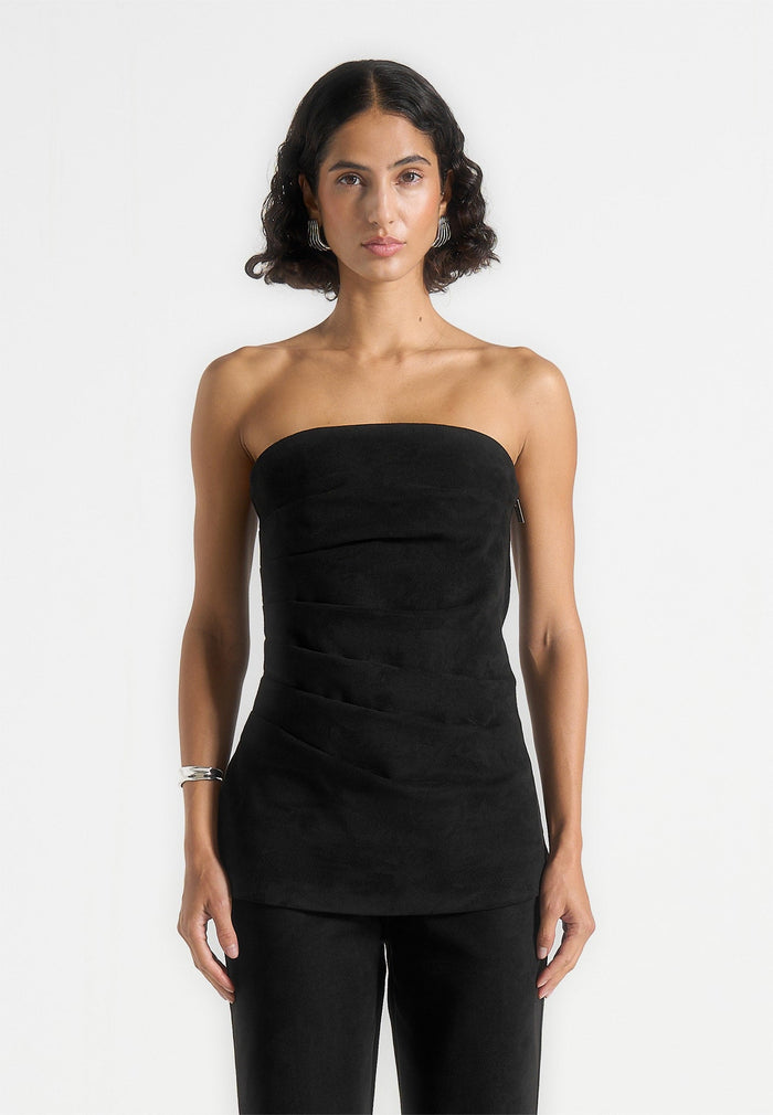 laurena-suede-tacked-longline-bandeau-top-black